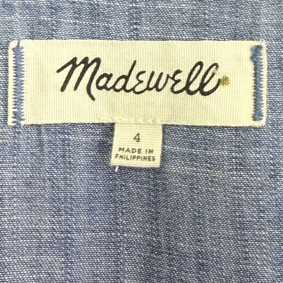 Madewell Dress Women's 4 Blue Chambray Denim Casual V Neck Button Up - Picture 5 of 8